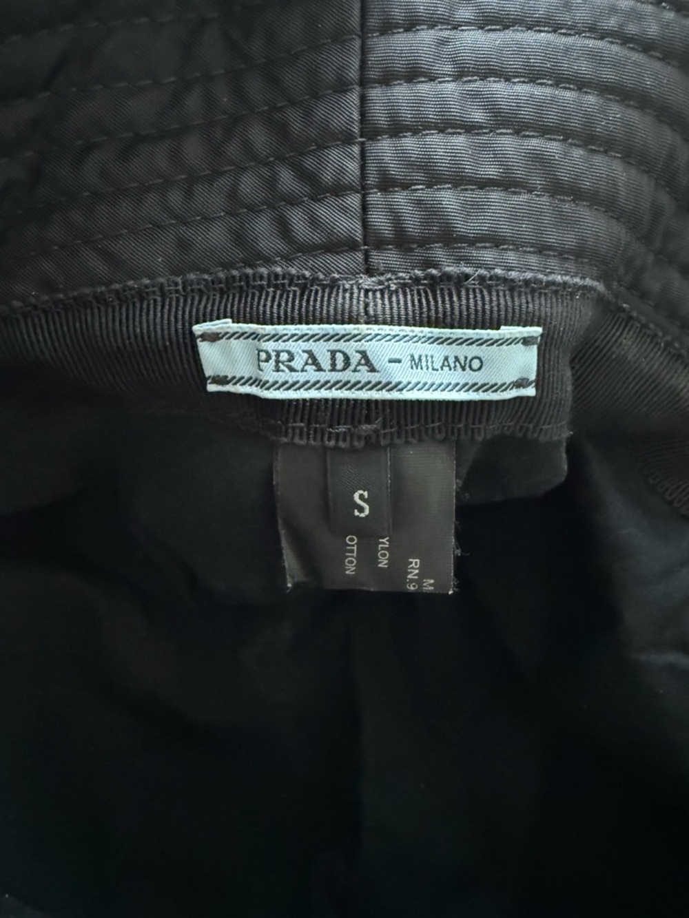 Prada Black Nylon Bucket Hat with Triangular Logo - Picture 3 of 5